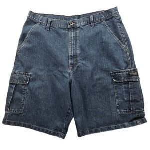 Wrangler Cargo Denim Shorts Mens 38 Blue Jeans Cotton Blend Casual